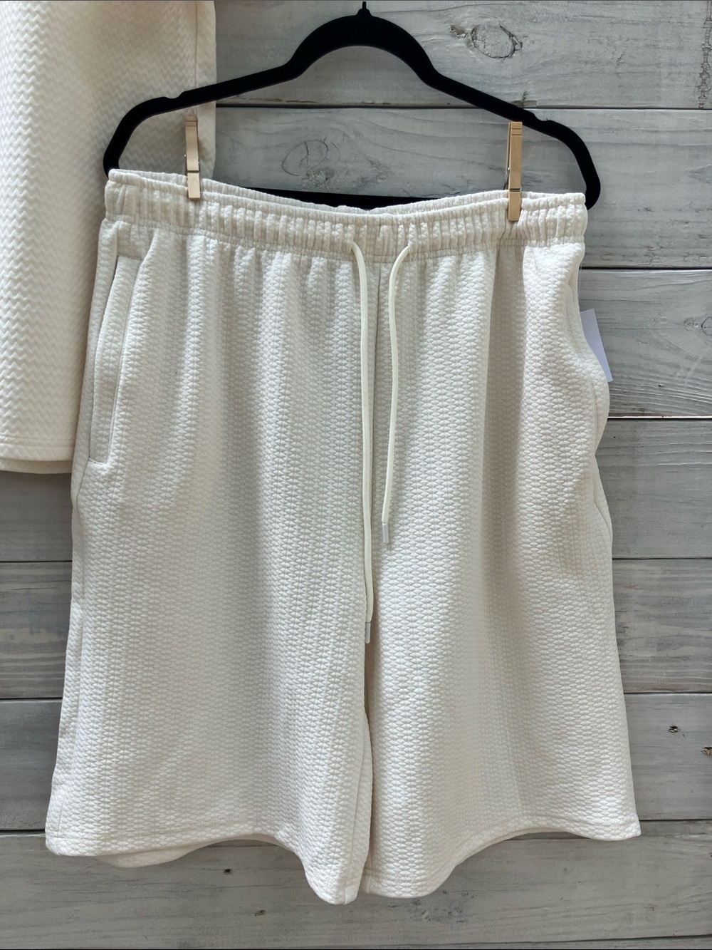 LU Linea Uomo Men's Cream cozy Short Athleasure Lounge Set - Picture 2 of 6